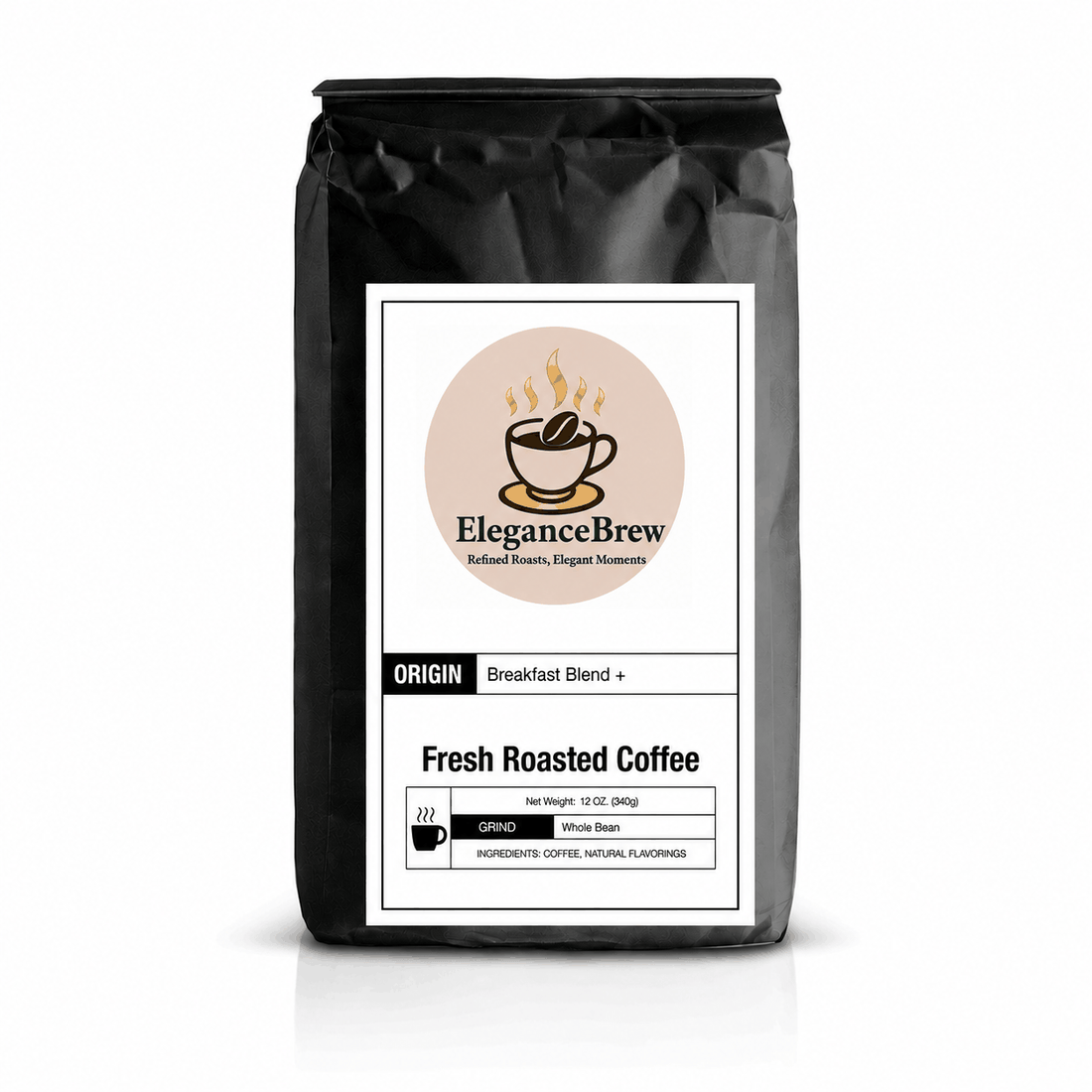 Cup of medium roast Breakfast Blend coffee with Robusta beans for extra caffeine