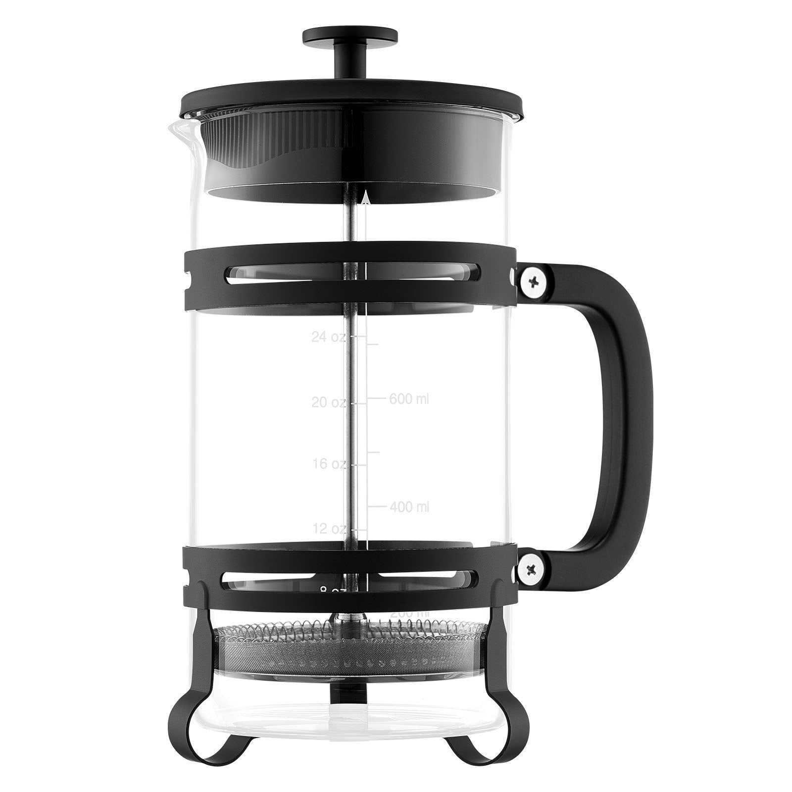 Premium borosilicate glass French Press coffee maker with stainless steel filter, 34oz capacity, modern design