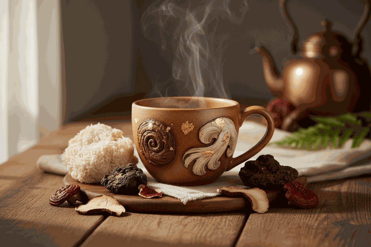 Brewed Awakening: The Unique Benefits and Flavor of Coffee with Mushrooms Dark Roast.