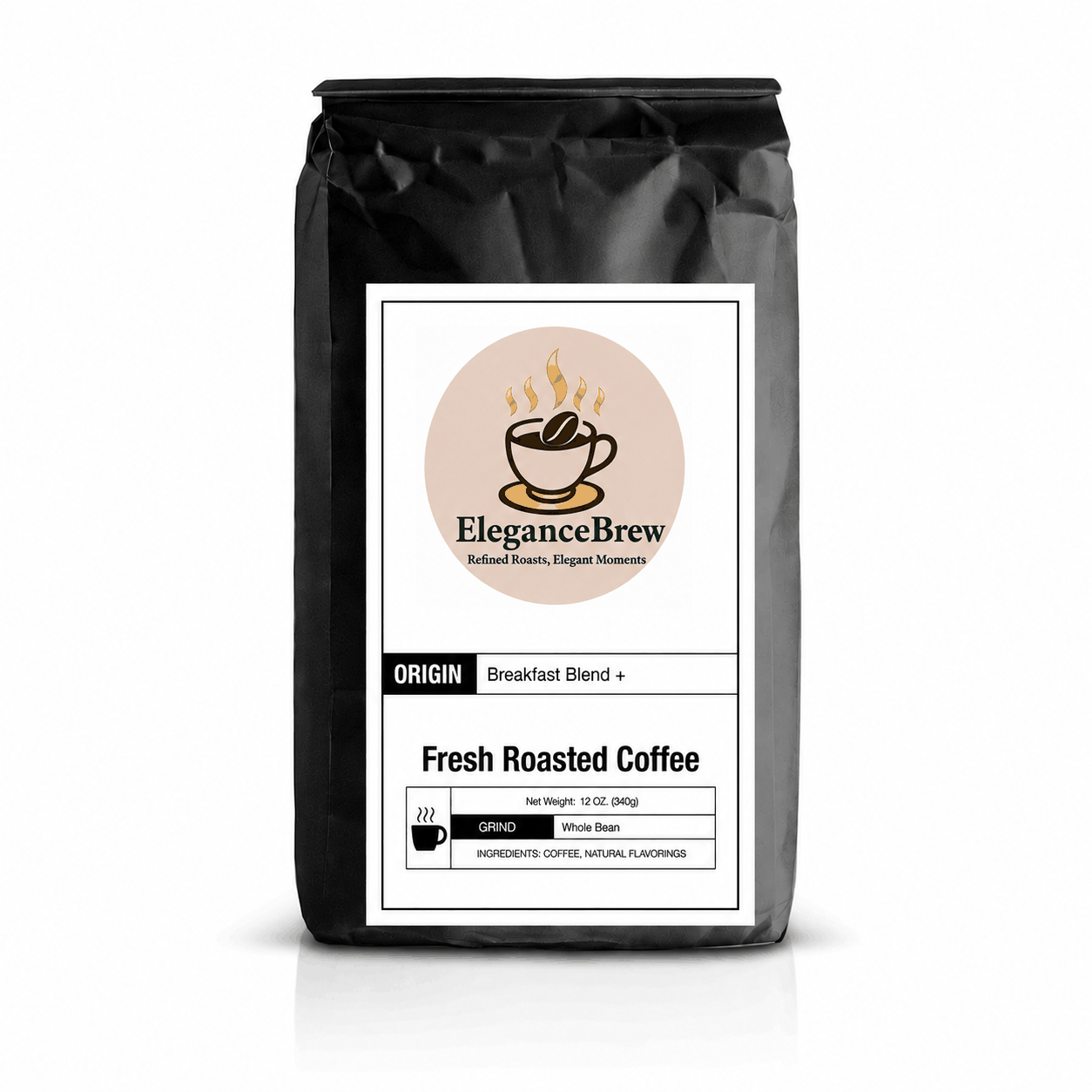 Cup of medium roast Breakfast Blend coffee with Robusta beans for extra caffeine