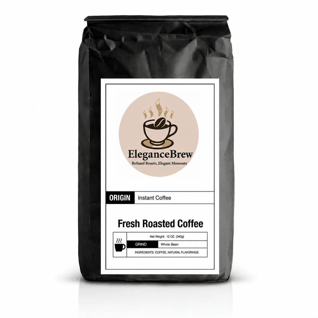 Resealable pouch of instant coffee powder with 30 servings for quick and fresh coffee on the go