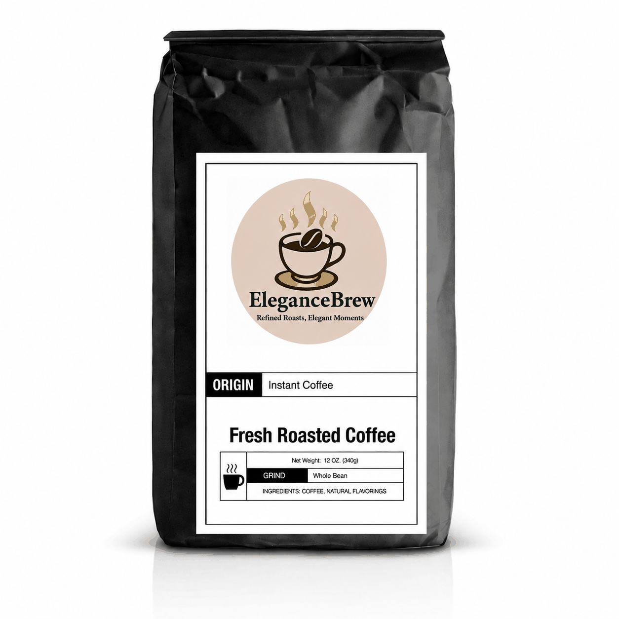 Resealable pouch of instant coffee powder with 30 servings for quick and fresh coffee on the go