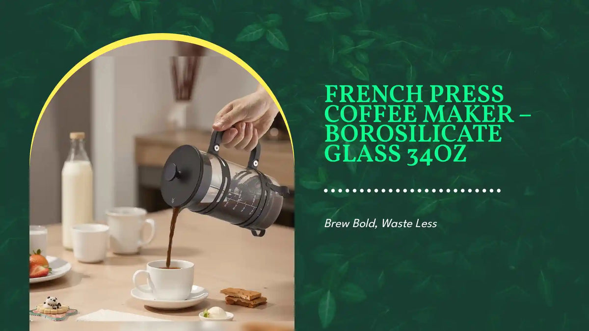 French Press Coffee Maker &amp;ndash; Borosilicate Glass 34oz by@Outfy