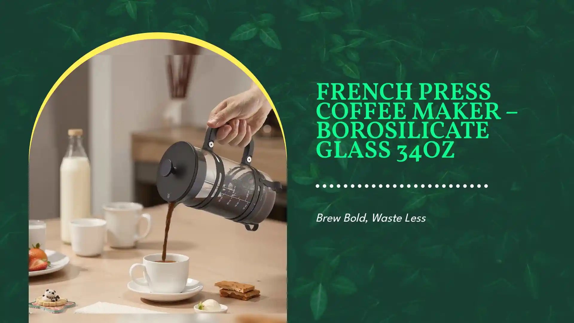 French Press Coffee Maker &ndash; Borosilicate Glass 34oz by@Outfy